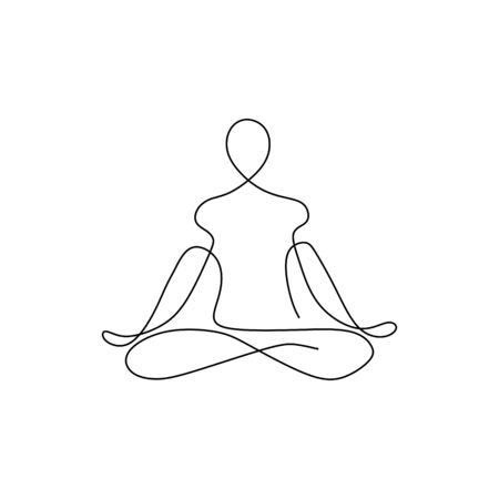 yoga namaste concept continuous one line drawing minimalist design. Minimalism theme vector illustration.のイラスト素材