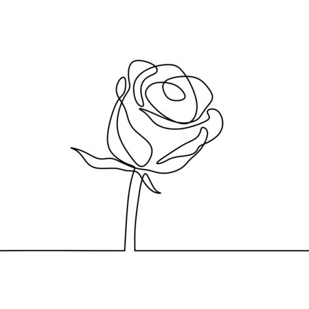 One line rose design. Hand drawn minimalism style vector illustration minimalist continuous lineart on white background.のイラスト素材