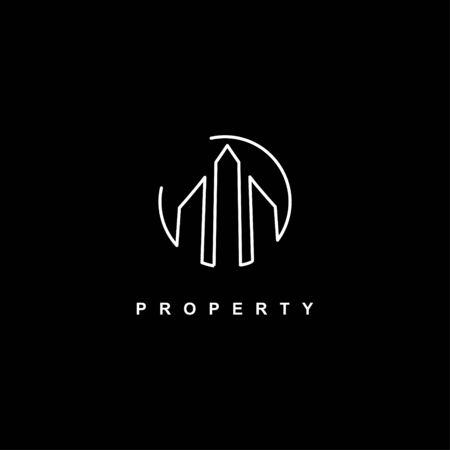 Minimalist geometric icon property symbol on dark background vector illustrationのイラスト素材