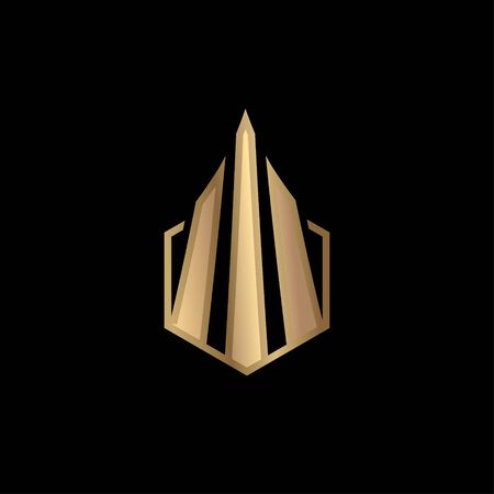 Property icon building symbol logo template gold colors on dark background vector illustrationのイラスト素材