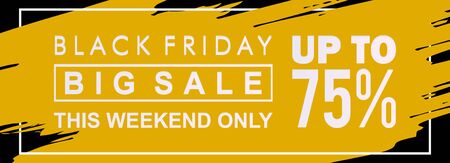 Black friday sale banner this weekend only with discount on yellow and black background with liquid...