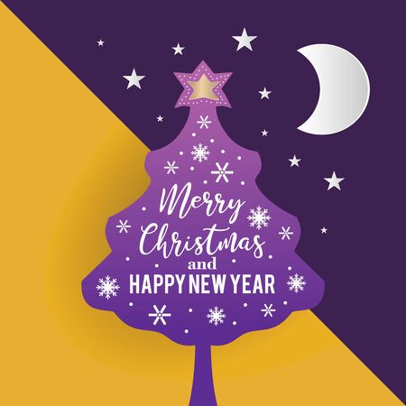 Christmas tree greeting design with trendy colors vector illustration for holiday card, banner, and poster.のイラスト素材