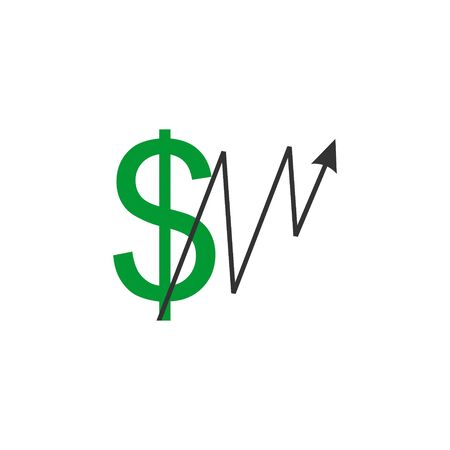 Dollar increase logo icon sign concept isolated on white background vector illustrationのイラスト素材