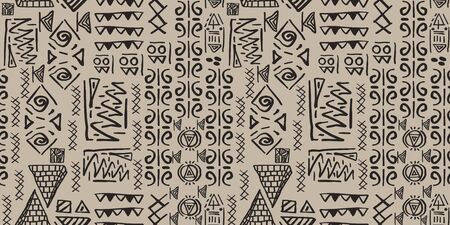 Tribal pattern vector with seamless egyptian symbol ancient style. Vintage illustration background for fashion textile print and wrapping.のイラスト素材