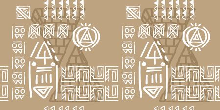 Tribal pattern vector with seamless egyptian symbol ancient style. Vintage illustration background for fashion textile print and wrapping.のイラスト素材