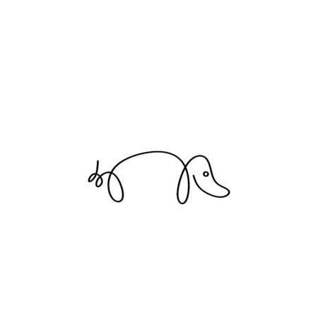 Dog logo vector with continuous one line art style. Minimalist icon template.のイラスト素材