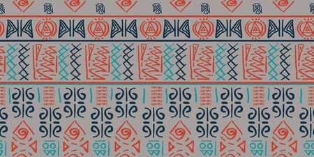 Tribal pattern vector. Seamless ethnic handmade with stripes vector illustration.のイラスト素材