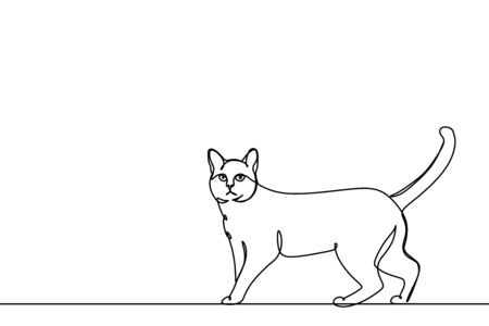 Cat continuous line drawing vector illustration isolated on white background.のイラスト素材