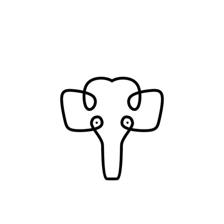 Elephant logo vector with line art style. Icon template isolated on white background.のイラスト素材
