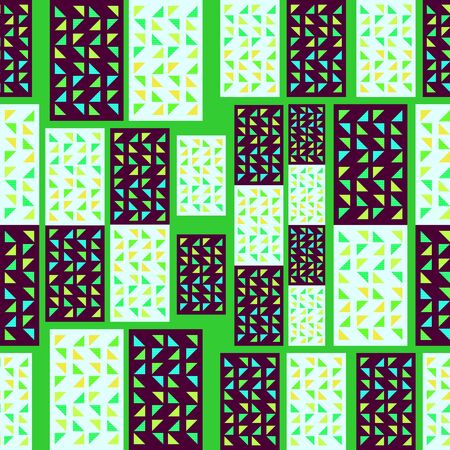 Colorful zigzag square geometric seamless pattern background. Trendy geometrical vector illustration...