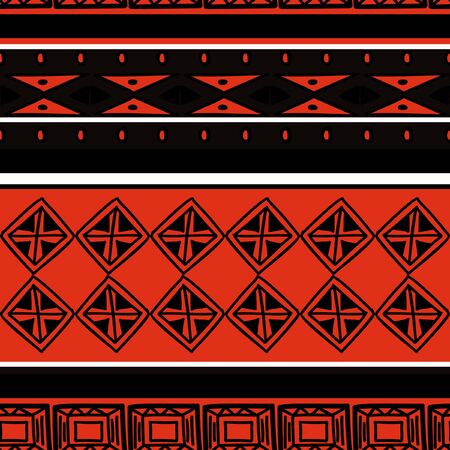 African seamless pattern vector illustration. Colorful abstract drawing ready for fashion textile print and wrapping. Bohemian aztec trendy colors.のイラスト素材