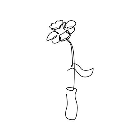 Continuous line art drawing of flower vector illustration. Minimalist hand drawn one single stripe design isolated on white background.のイラスト素材