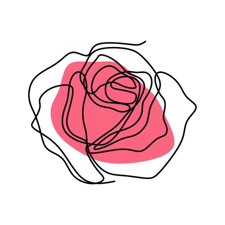 Continuous line drawing of rose flower vectorのイラスト素材