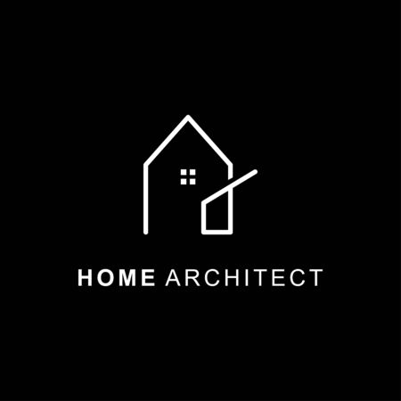 minimalist architect line logo icon design for company template isolated on black backgroundのイラスト素材