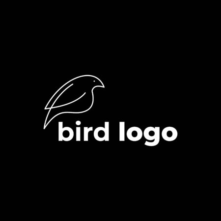 bird logo minimalist line isolated on black backgroundのイラスト素材