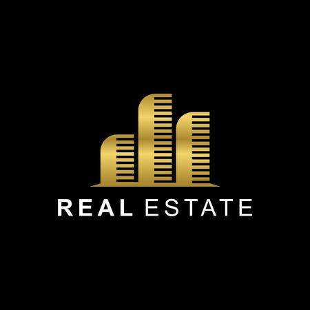 Property logo template golden luxury style with gold color. Luxury style vector illustration.のイラスト素材