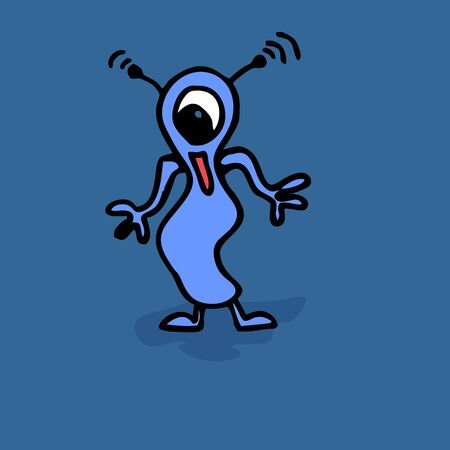 Funny alien character childish drawing style.のイラスト素材