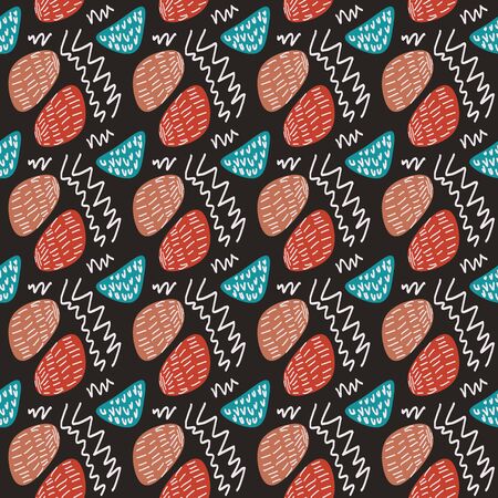Hipster trendy memphis abstract organic drawing style colorful seamless pattern.のイラスト素材