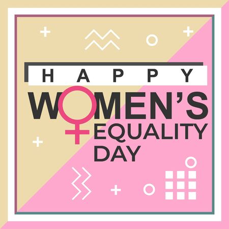 Happy women's equality day banner design with memphis decorative punchy pastel colorsのイラスト素材