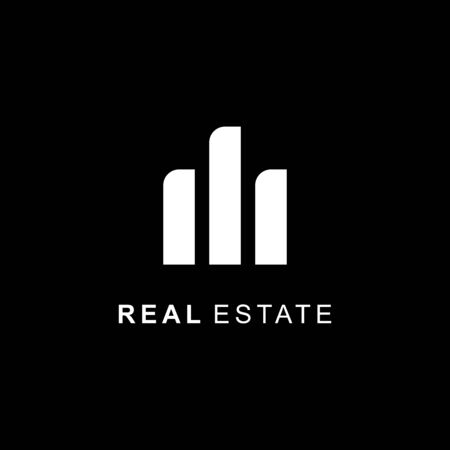 Real estate logo template in black and white minimalist solid simple style concept.のイラスト素材