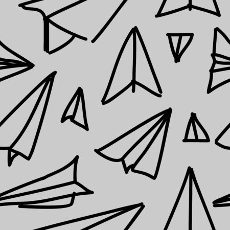 Seamless plane paper hand drawn pattern background. Stylish children drawing repeated shape.のイラスト素材