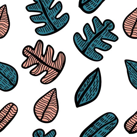 unique autumn leaves childish style seamless patternのイラスト素材