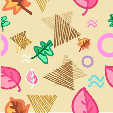 Autumn creative pattern with geometric abstract backgroundのイラスト素材