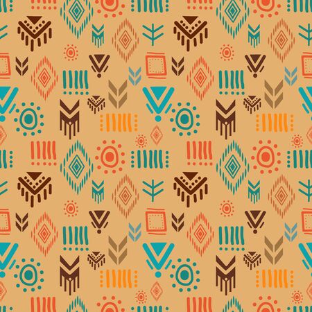 Navajo tribal seamless pattern. Vector illustration colorful background aztec, maya, ethnic design for fashion textile print.のイラスト素材