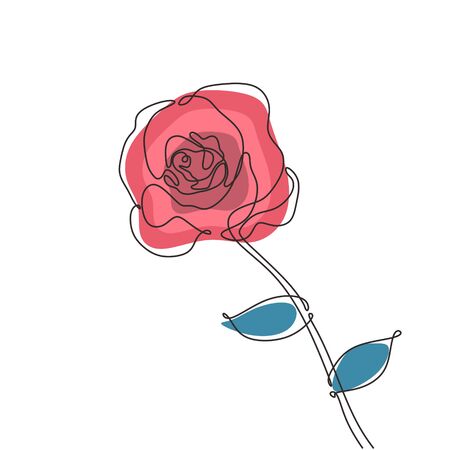 Beauty rose flower one continuous line drawing minimalism vector illustration.のイラスト素材