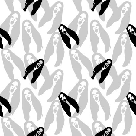 Gothic seamless pattern for halloween horror creepy creature of girl ghost vector illustration trendy fashion and textile print.のイラスト素材
