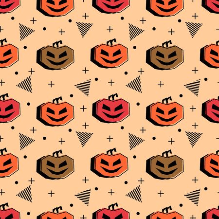 Seamless halloween creative pattern with funny ghost for baby and kids trendy colorful fashion and textile print. Vector illustration cute spooky monster.のイラスト素材