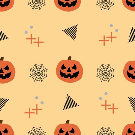 Seamless halloween creative pattern with funny ghost for baby and kids trendy colorful fashion and textile print. Vector illustration cute spooky monster.のイラスト素材