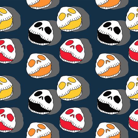 Gothic seamless pattern for halloween horror creepy creature of skeleton skull reaper head ghost vector illustration trendy fashion and textile print.のイラスト素材