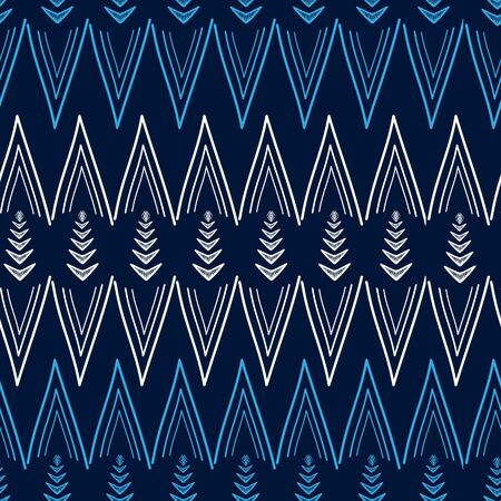 African zigzag tribal pattern with hand drawn multicolor. Vector illustration for fabric and fashion textile printのイラスト素材