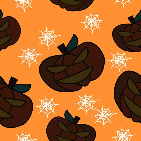 Scary pumpkin seamless pattern for halloween themeのイラスト素材