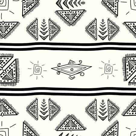 Abstract aztec pattern with hand drawn tribal navajo style. Textile print and cultural fashion...