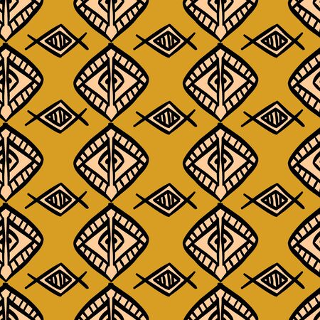 African pattern vector with hand drawn tribal diamond ethnic drawing. Seamless design illustration for fashion textile ready for printのイラスト素材