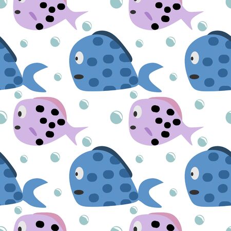 Cute fish seamless pattern vectorのイラスト素材