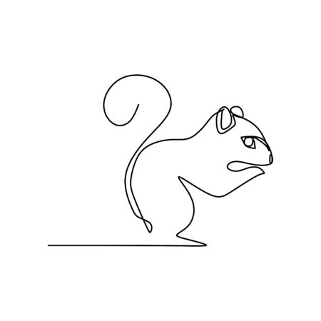 Squirrel One Line Art Drawing Vector Royalty Free Vector Graphics