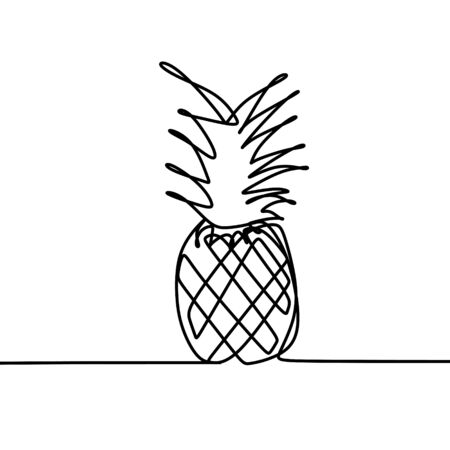 pineapple one line drawing vectorのイラスト素材