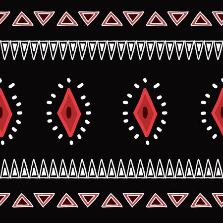 Ikat geometric pattern with tribal background vector texture. Seamless striped motif in Aztec symbol. Hand drawn ethnic with Indian, Scandinavian, Gypsy, Mexican, folk patterns for fashion print and textile wrapping.のイラスト素材