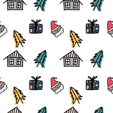funny christmas seamless pattern pastel colors. Vector illustration for children fashion print and wrapping.のイラスト素材