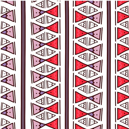 Ikat geometric pattern with tribal background vector texture. Seamless striped motif in Aztec symbol. Hand drawn ethnic with Indian, Scandinavian, Gypsy, Mexican, folk patterns for fashion print and textile wrapping.のイラスト素材