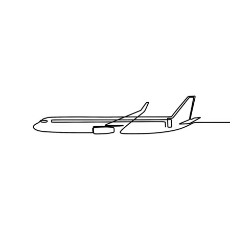 Continuous line drawing of plane vector illustrationのイラスト素材