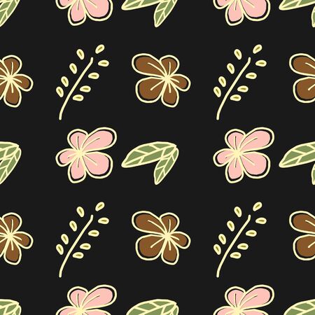 Flower pattern drawing background. Trendy baby fashion for kids, children, and teenager hand drawn textile print.のイラスト素材