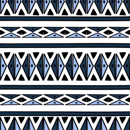 Ikat geometric pattern with tribal background vector texture. Seamless striped motif in Aztec...