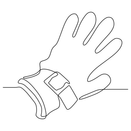 continuous one line drawing of safety gloves minimalist design vector illustrationのイラスト素材