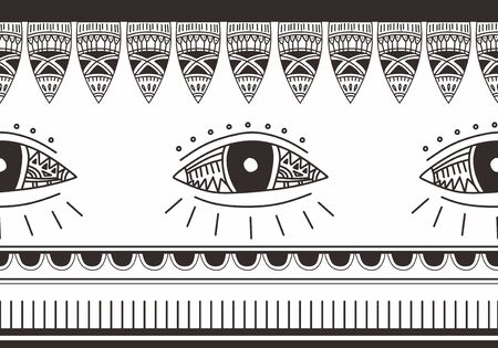 Maya ancient seamless pattern bohemian drawing navajo culture background ready for fashion textile print vector illustration multicolor.のイラスト素材