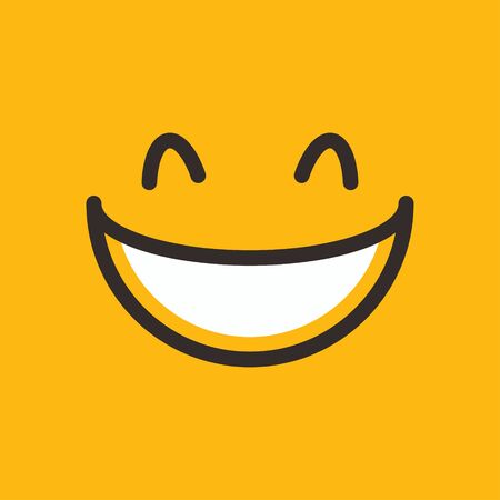 Happy face vector illustration icon smile element yellow color hand drawn doodle lineartのイラスト素材
