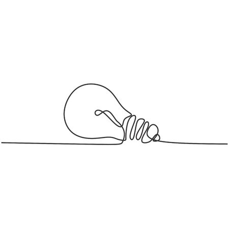 one line drawing light bulb symbol idea and creativity isolated on white background minimalism design.のイラスト素材